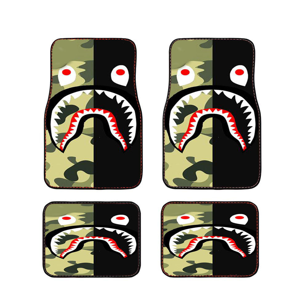 Half Camo Bape Shark Face Pattern Car Floor Mats Accessories