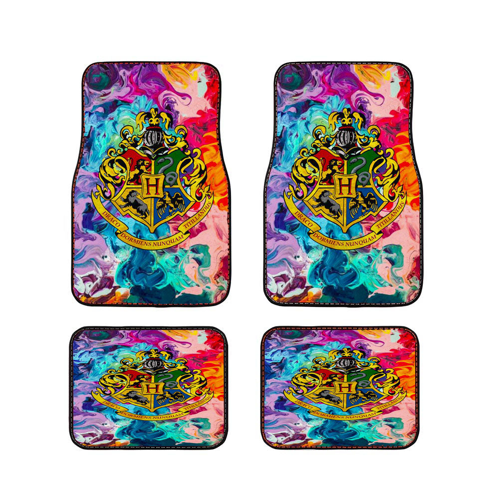 Harry Potter Hogwarts Crest Abstract Colorful Car Floor Mats Accessories