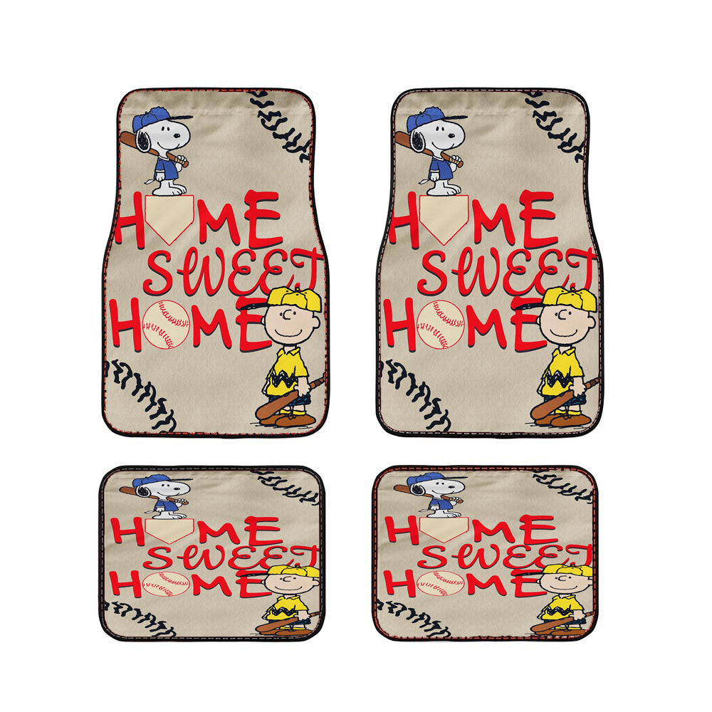 Home Sweet Home Snoopy Baseball Car Floor Mats Accessories