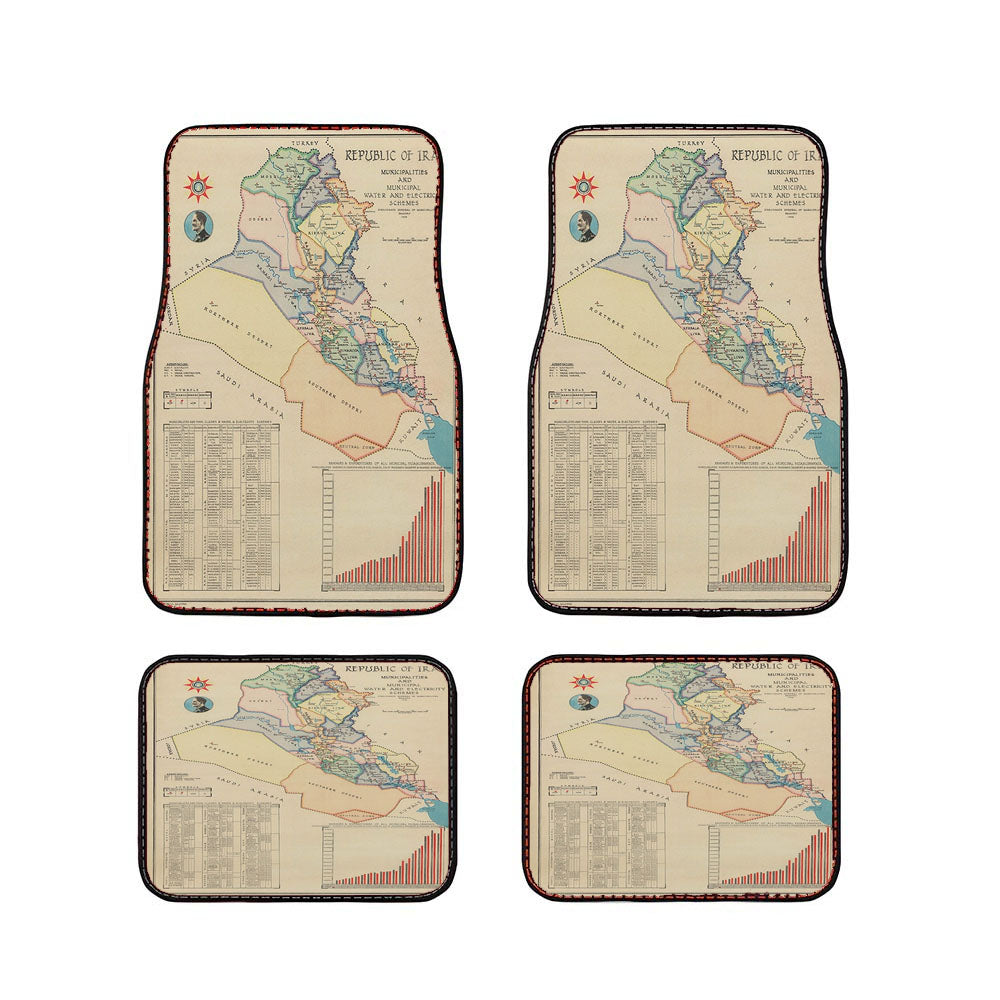 Iraq Map From 1959 Car Floor Mats Accessories