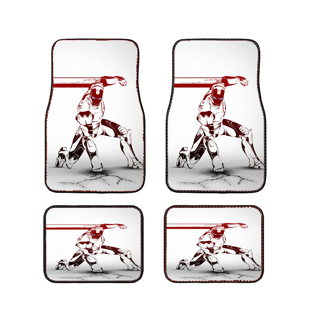 Iron Man White Comic Car Floor Mats Accessories