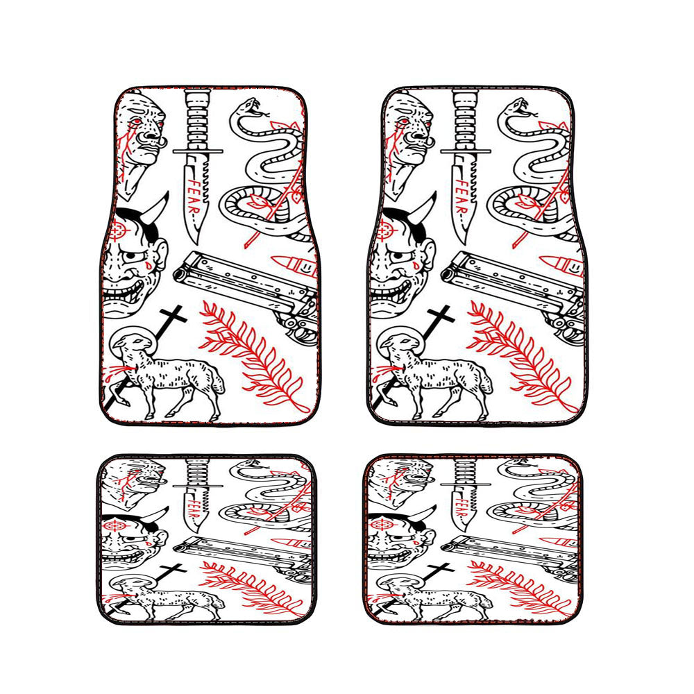 Japanese Tattoo Flash Pattern Car Floor Mats Accessories