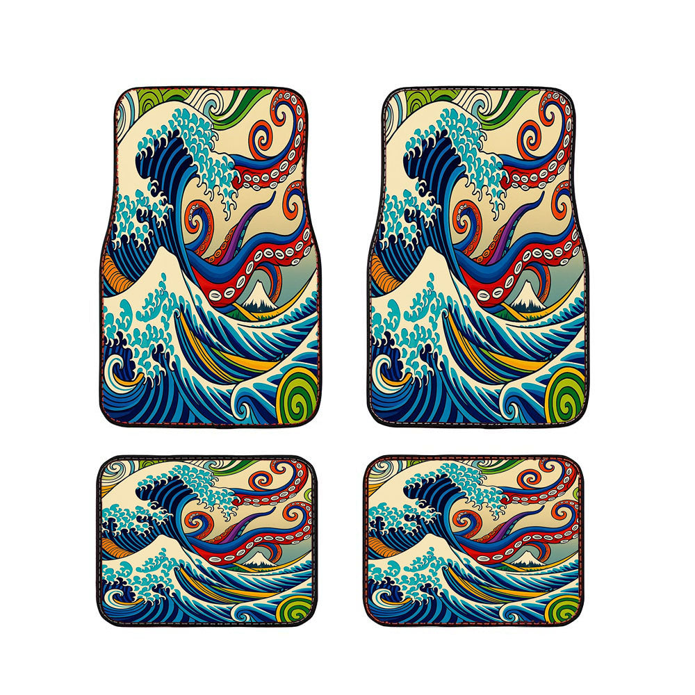 Japanese Wave Octopus Car Floor Mats Accessories