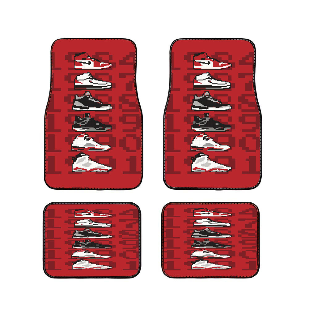 Jordan Sneaker Collection 8 Bit Style Car Floor Mats Accessories