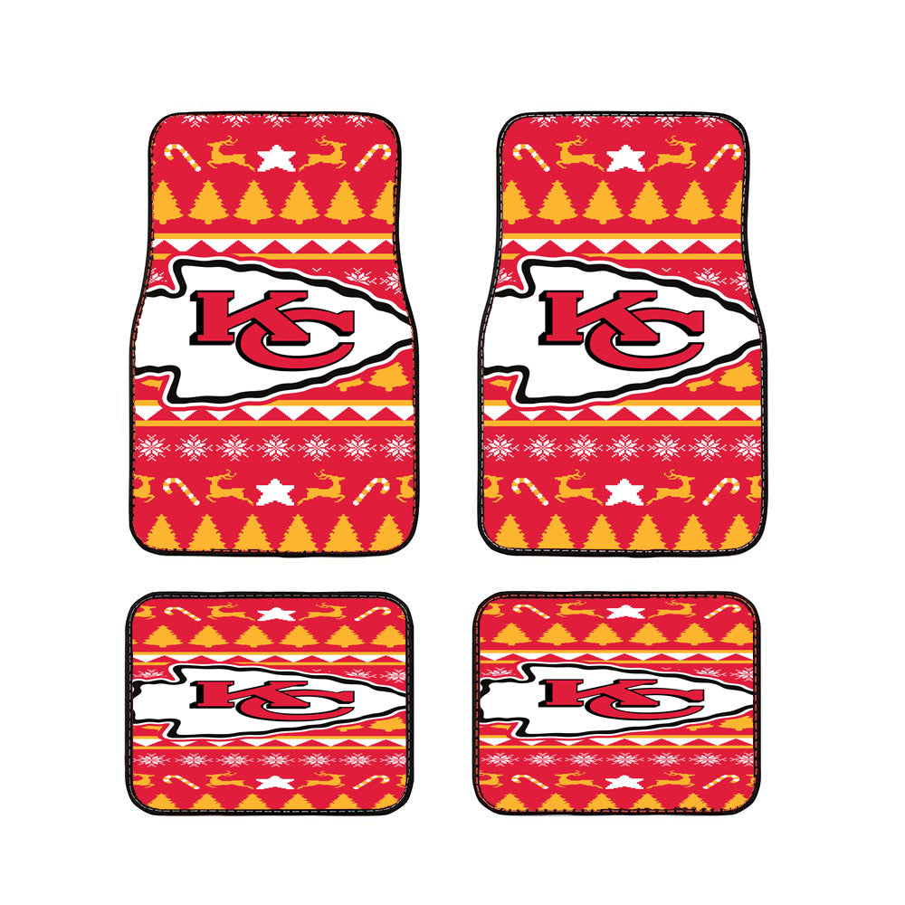 Kansas City Chiefs Christmas Sweater Car Floor Mats Accessories