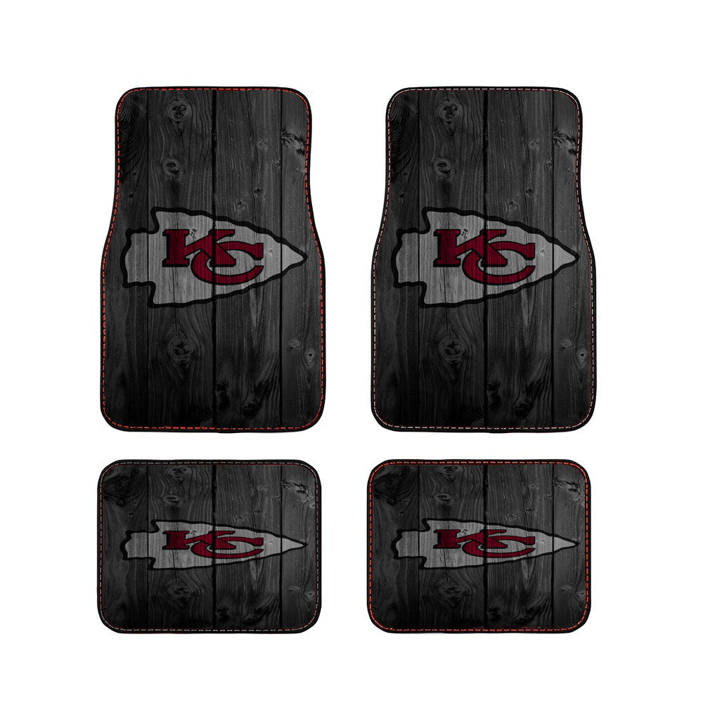 Kansas City Chiefs Nfl Logo Dark Wood Wallpaper Car Floor Mats Accessories