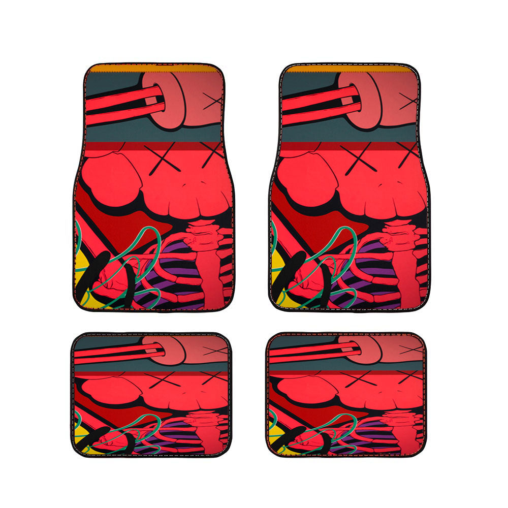 Kaws Mural Color Red Car Floor Mats Accessories