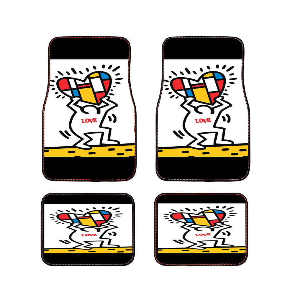 Keith Haring Lover Destil Pattern Car Floor Mats Accessories