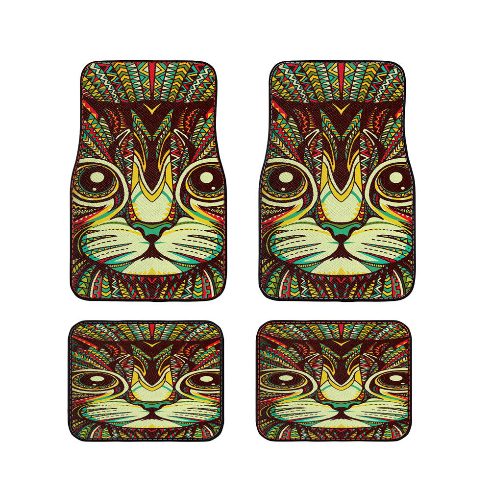 Kitten Aztec Pattern Car Floor Mats Accessories