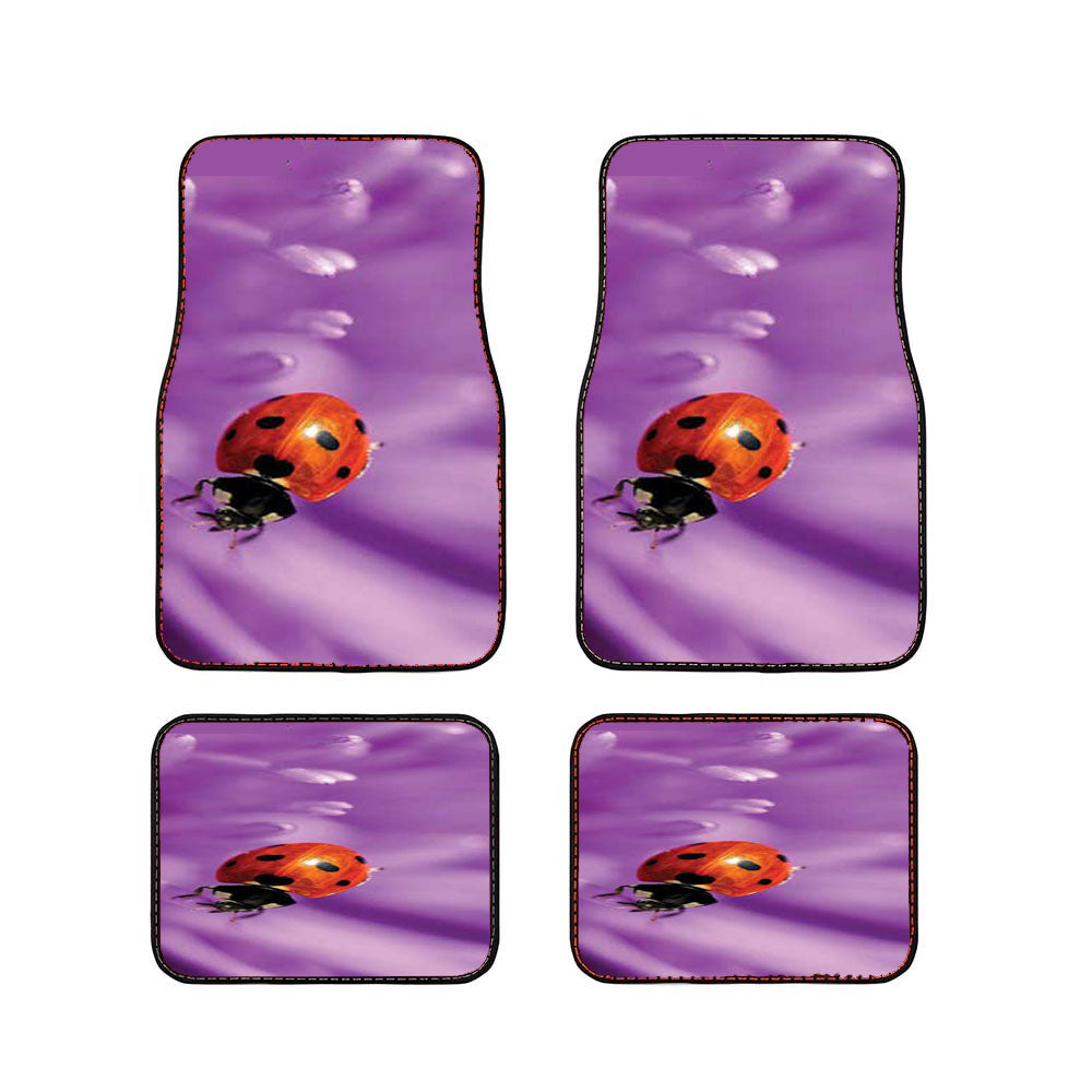 Lady Bug Purple Flower Closeup Car Floor Mats Accessories