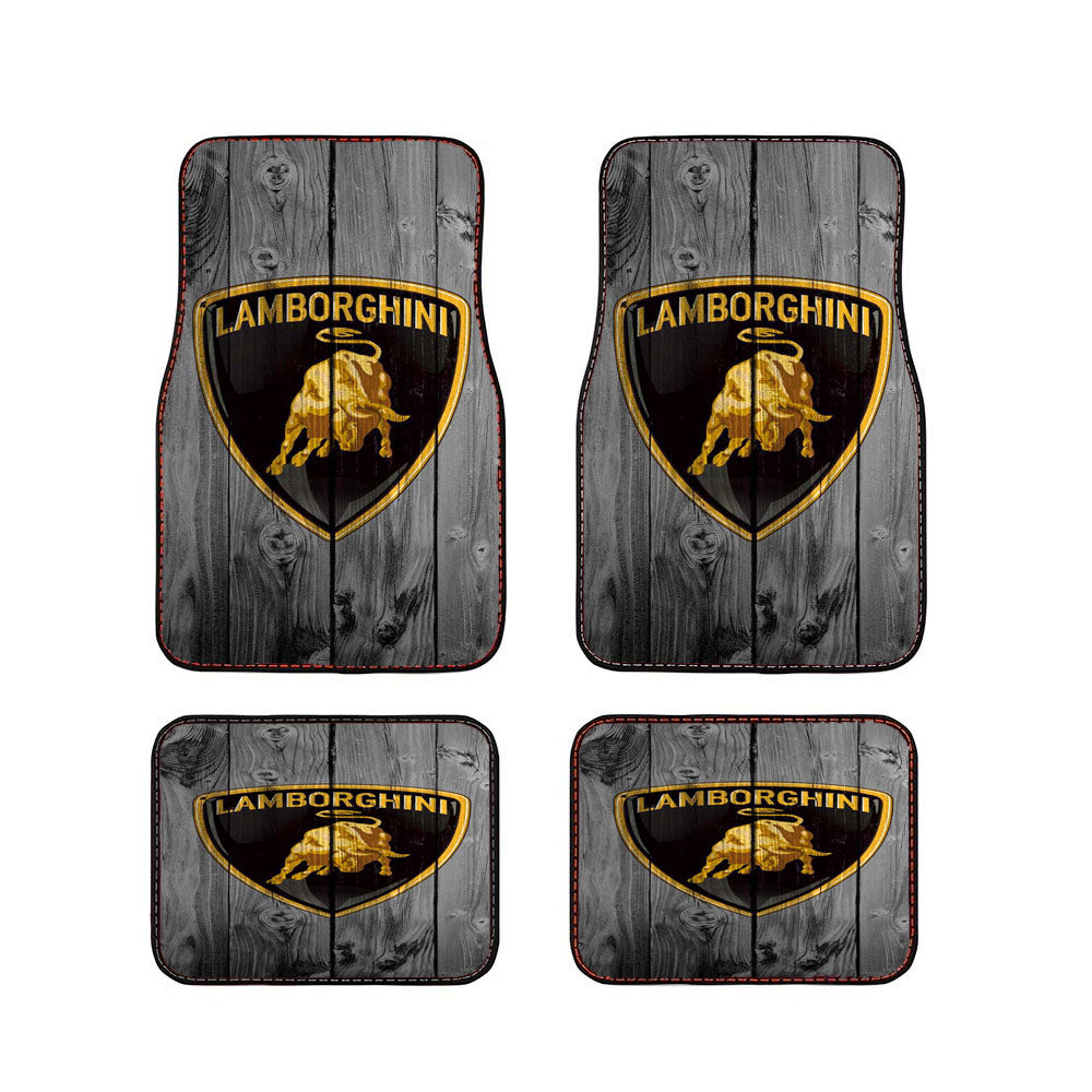 Lamborghini Black Wood Logo Car Floor Mats Accessories