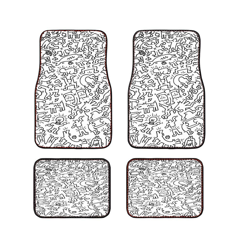 Legend Black White Doodle Keith Haring Pattern Car Floor Mats Accessories