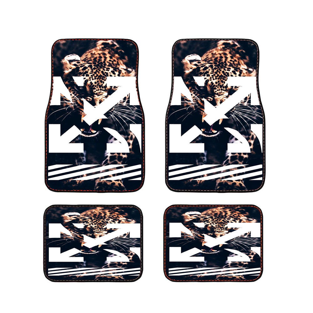 Leopard X Off White Car Floor Mats Accessories