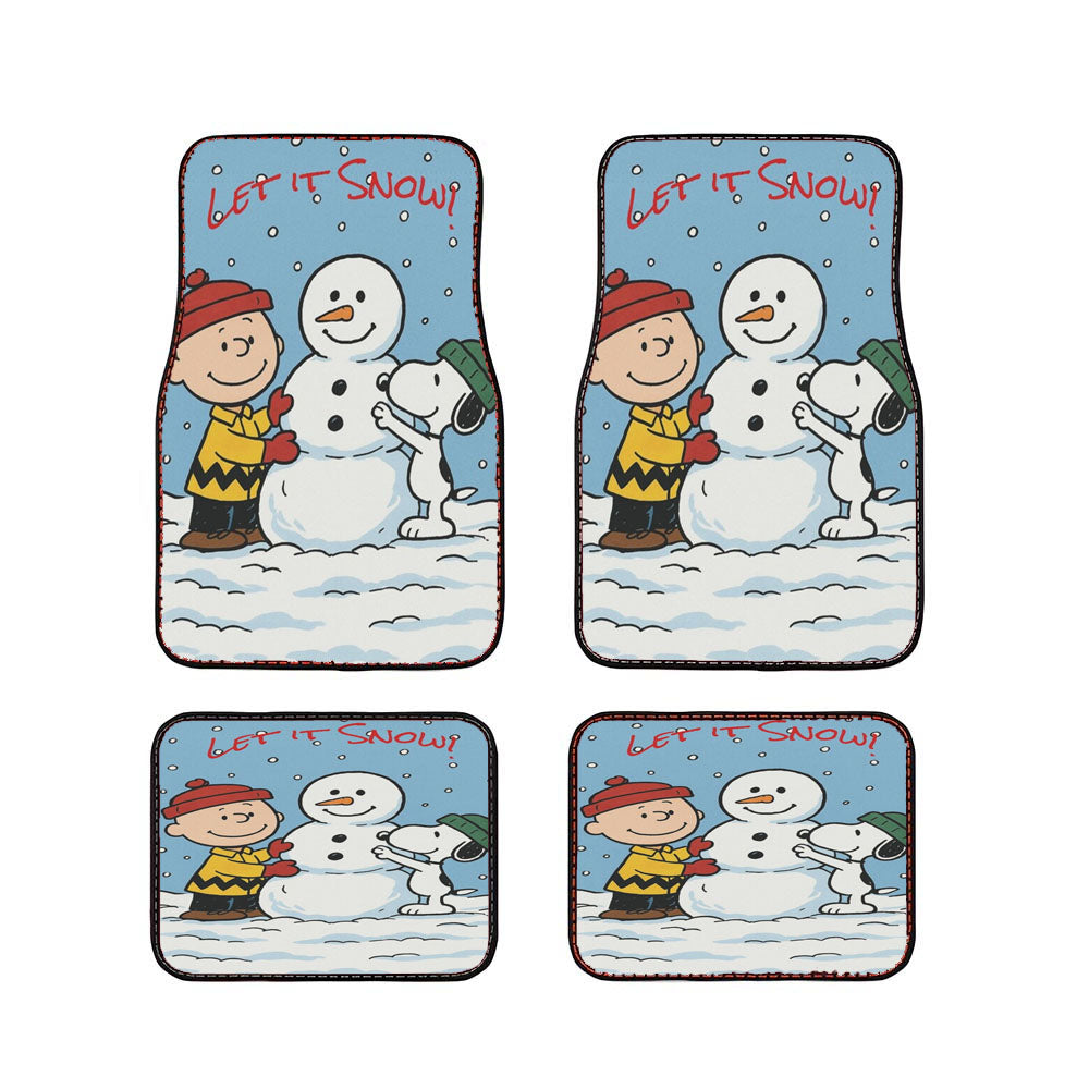 Let It Snow Charlie Brown Snowman Car Floor Mats Accessories