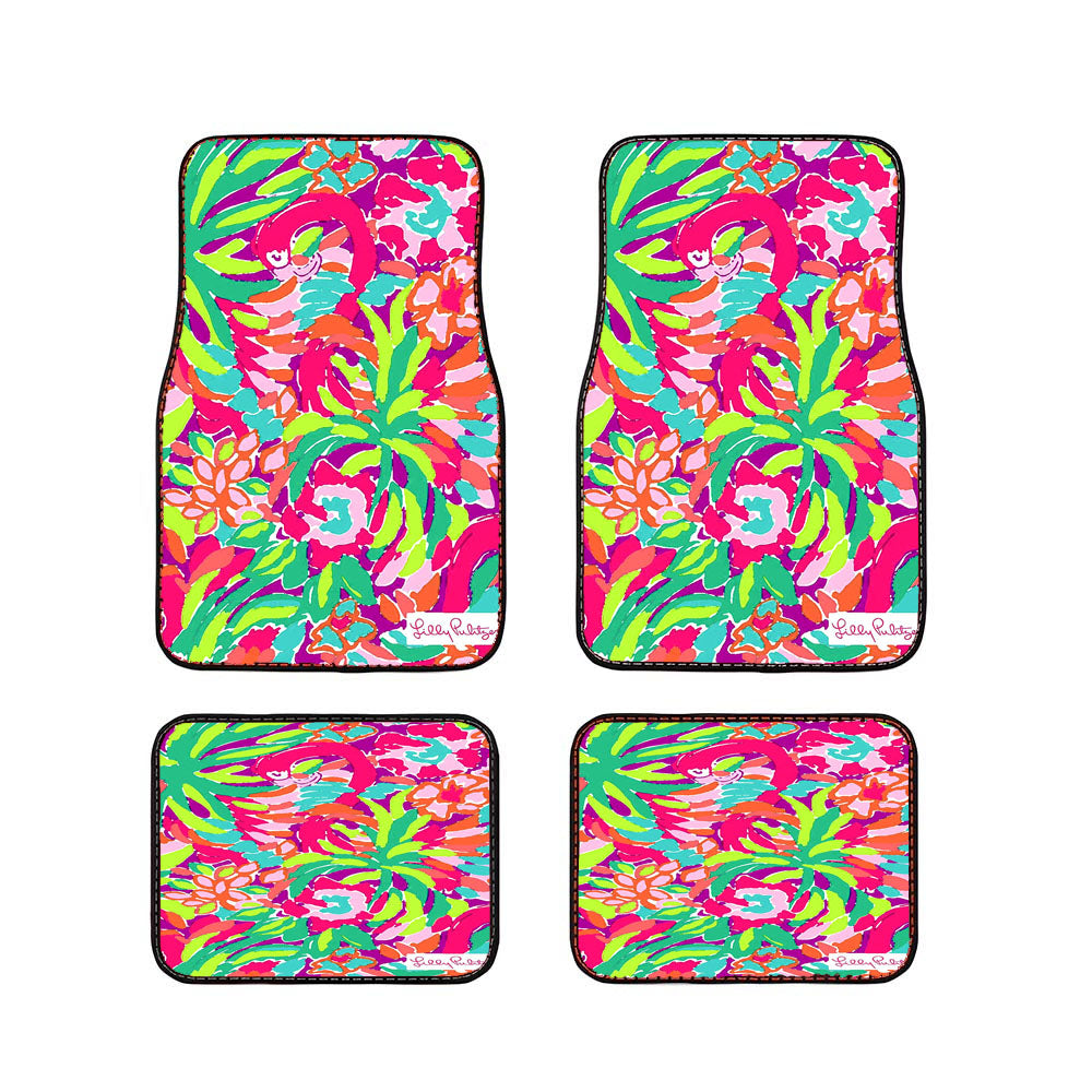 Lilly Pulitzer Flamingo Draw Car Floor Mats Accessories
