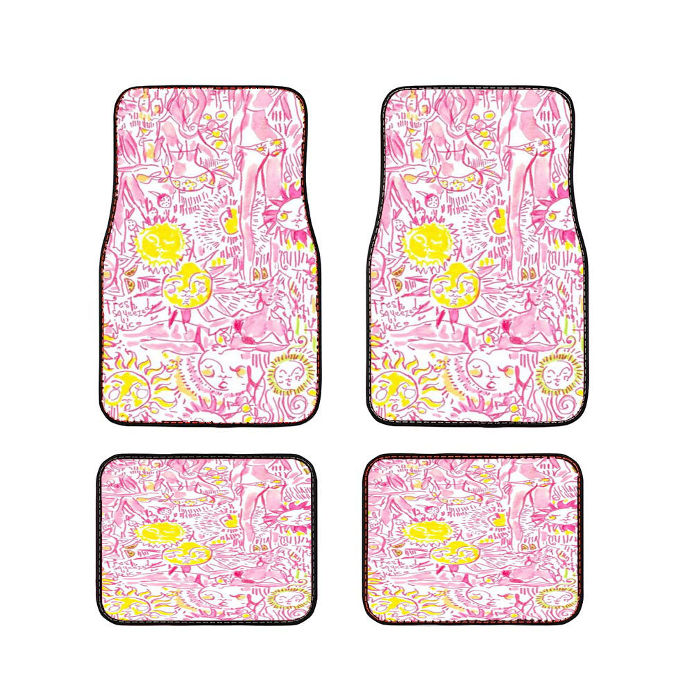 Lillypulitzer Pink Shunsine Pattern Car Floor Mats Accessories