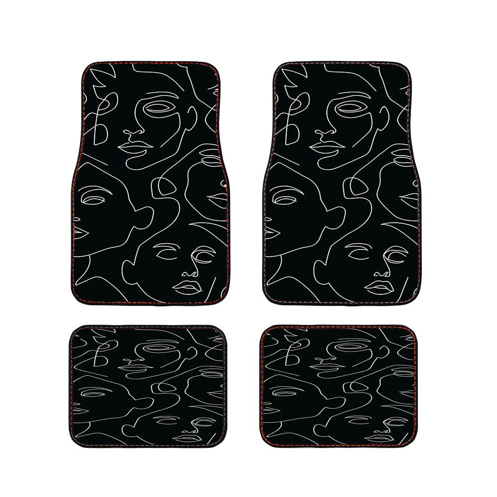 Line Face Art Pattern Car Floor Mats Accessories