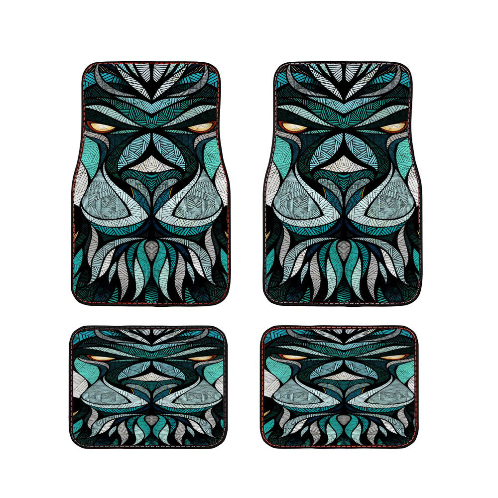 Lion Abstract Art Blue Mosaic Car Floor Mats Accessories