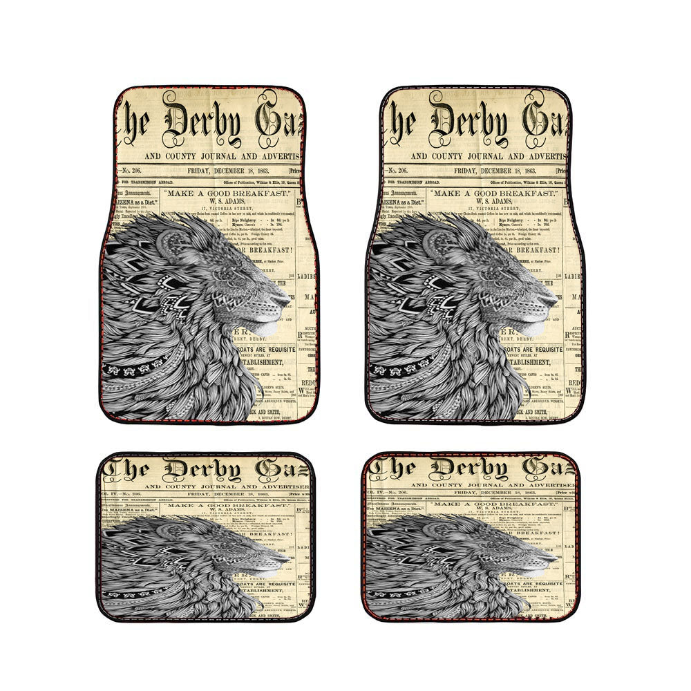 Lion King Aztec Old Newspaper Car Floor Mats Accessories