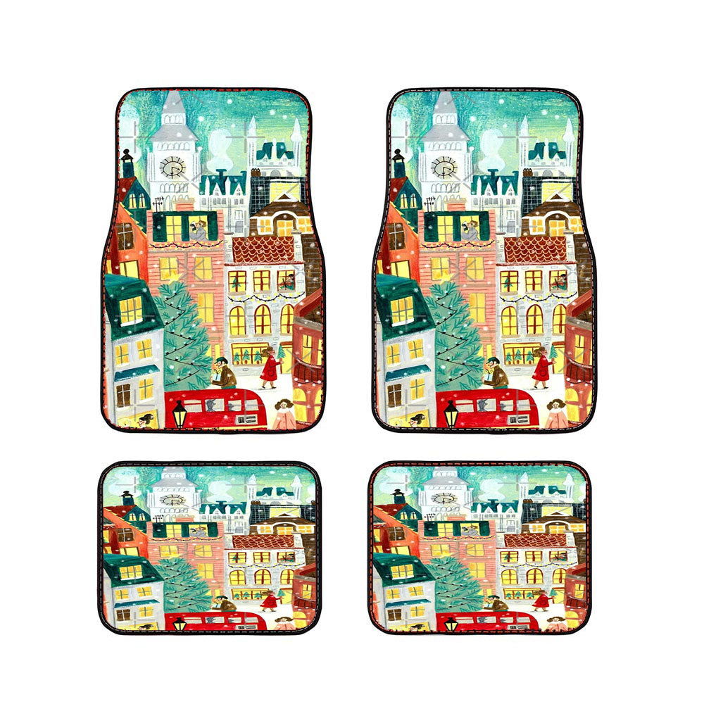 London City In The Snow Car Floor Mats Accessories