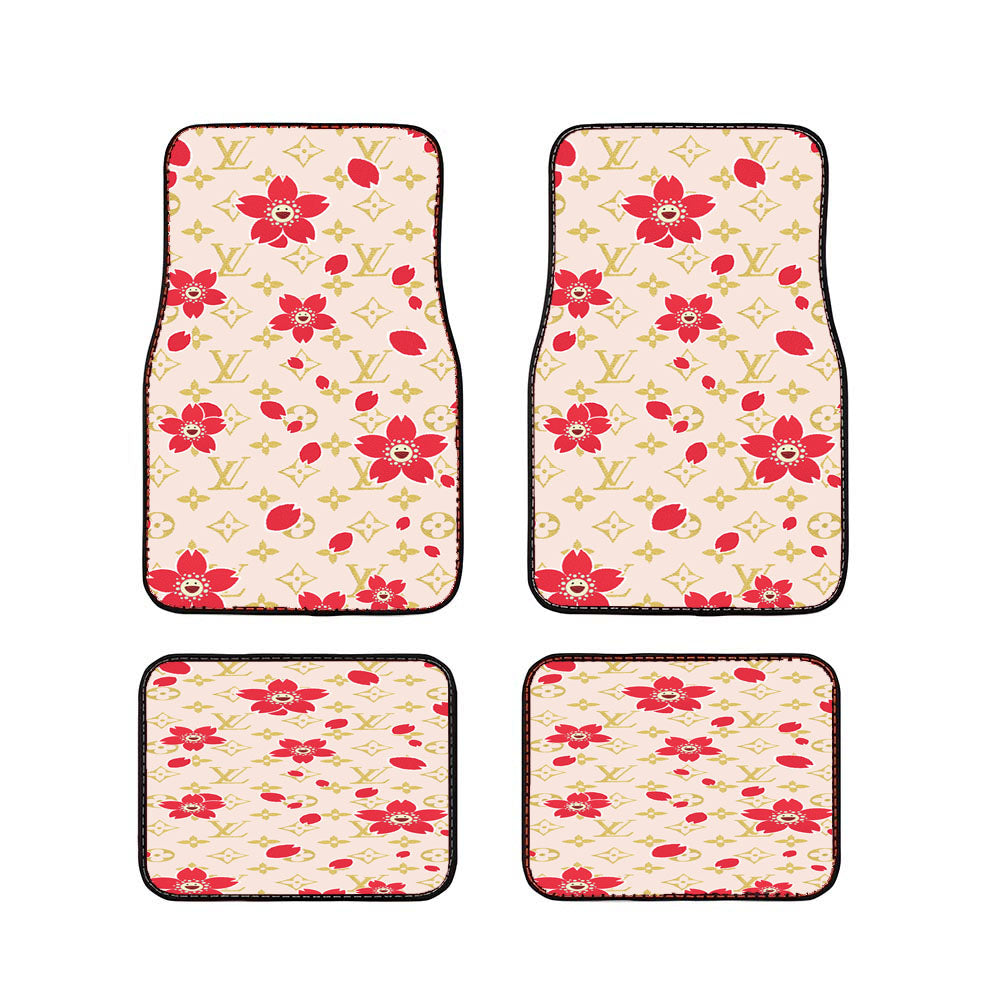 Louis Vuitton Cream Red Car Floor Mats Accessories