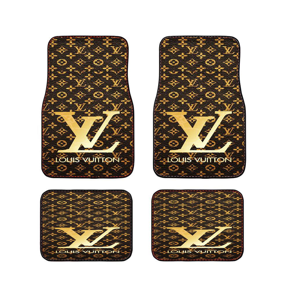 Louis Vuitton Logo Gold Car Floor Mats Accessories