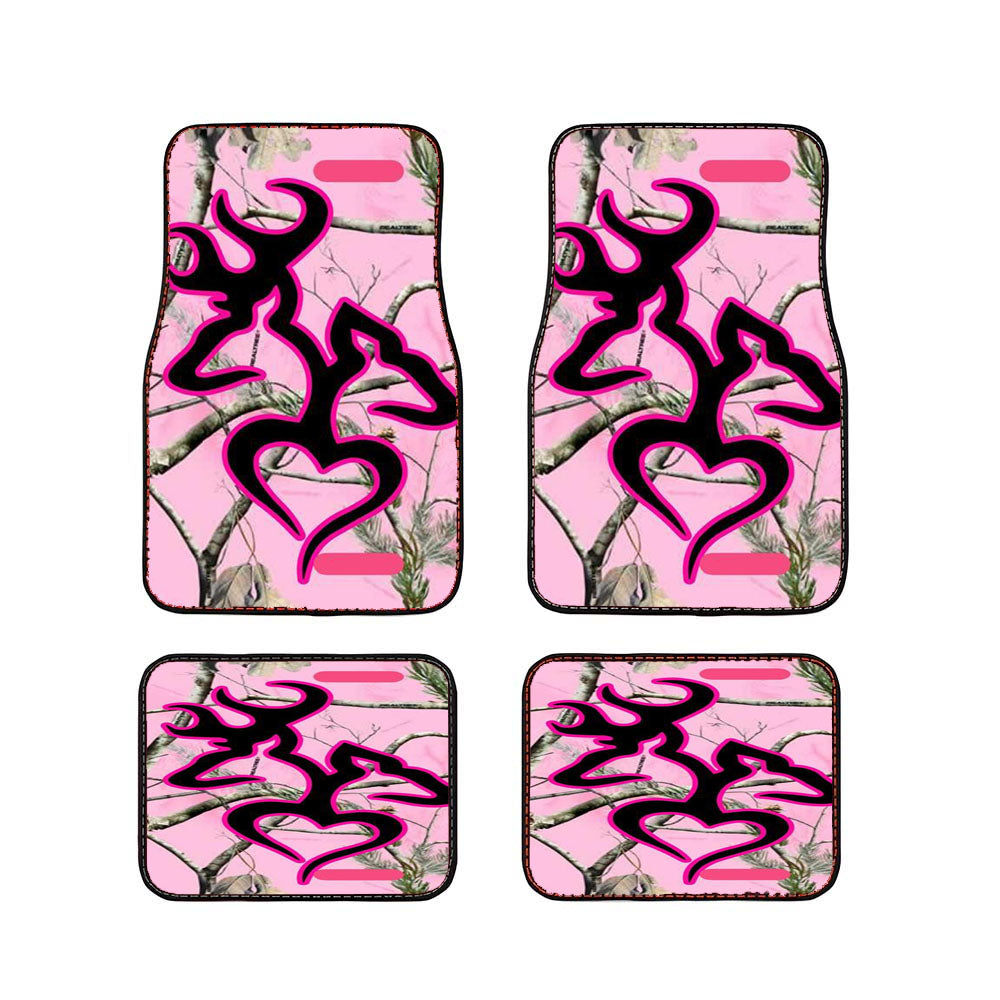 Love Browning Deer Camo Pink Car Floor Mats Accessories