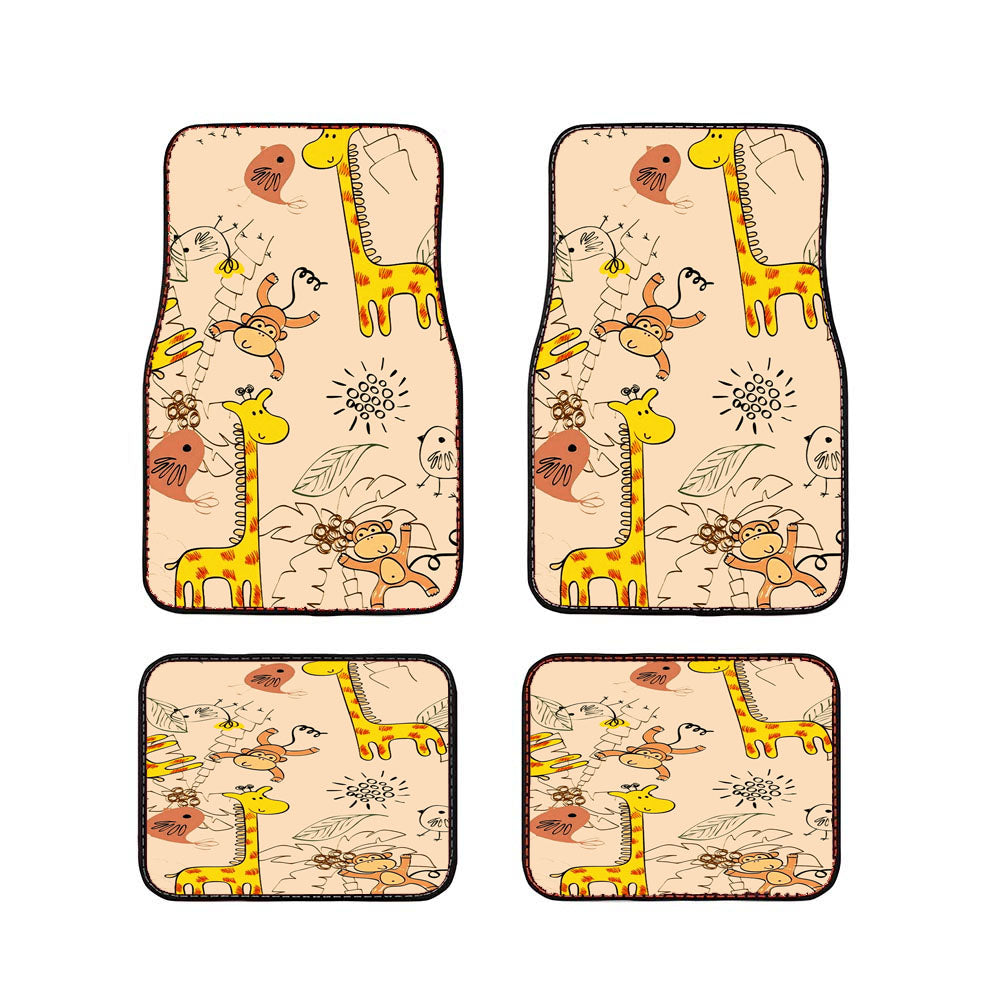 Lovely Giraffe And Monkey Pattern Car Floor Mats Accessories