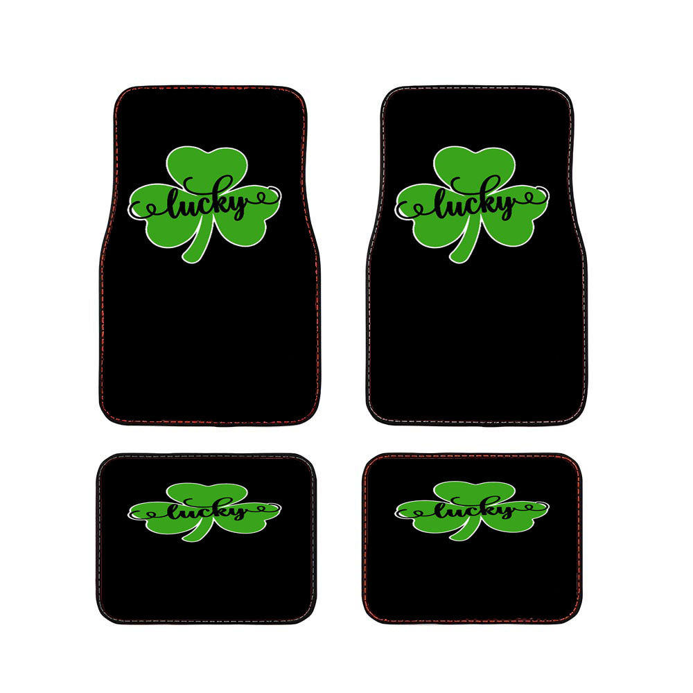 Lucky St Patricks Day Shamrock Clover Logo Birthday Gift Car Floor Mats Accessories