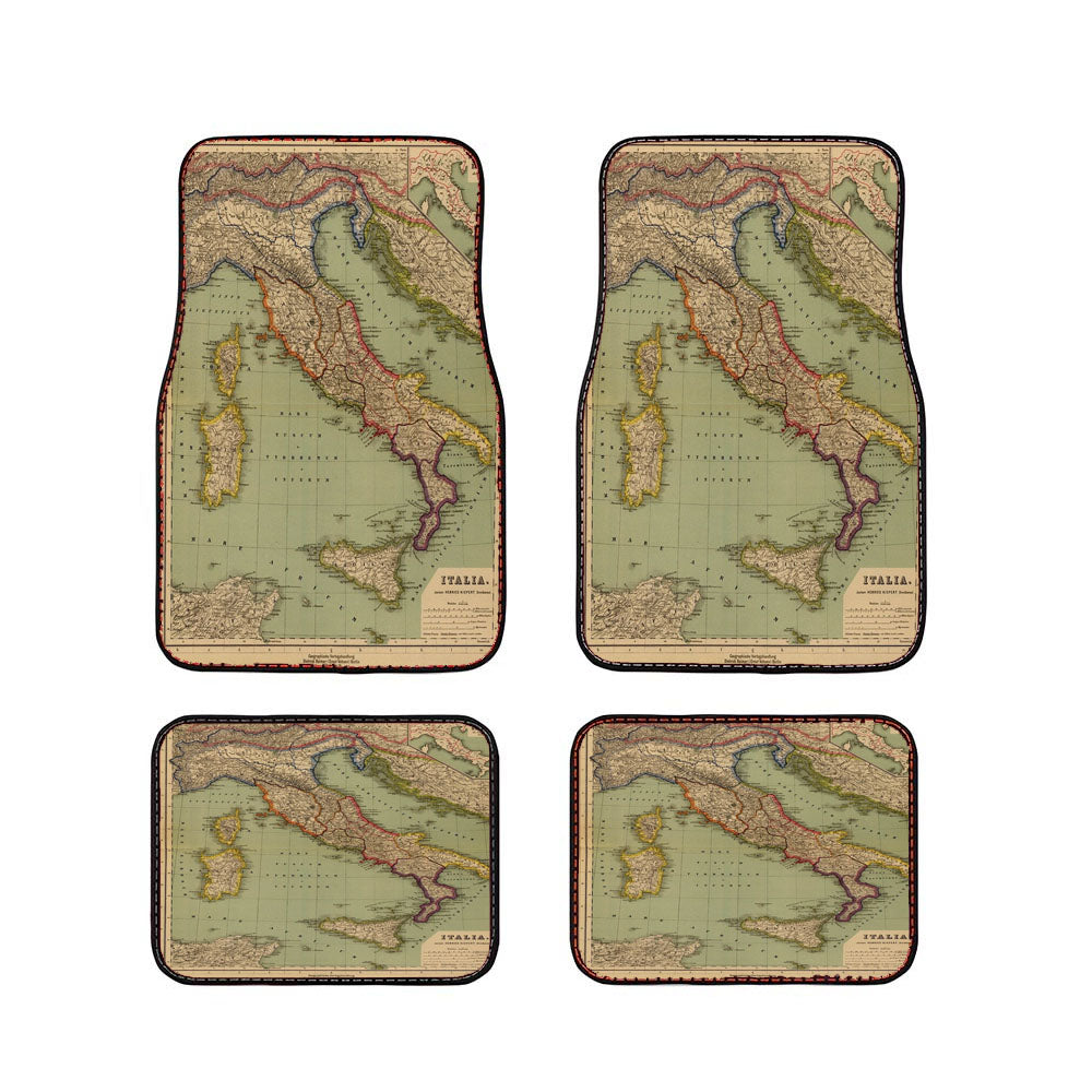Map Of Italy From 1903 Car Floor Mats Accessories