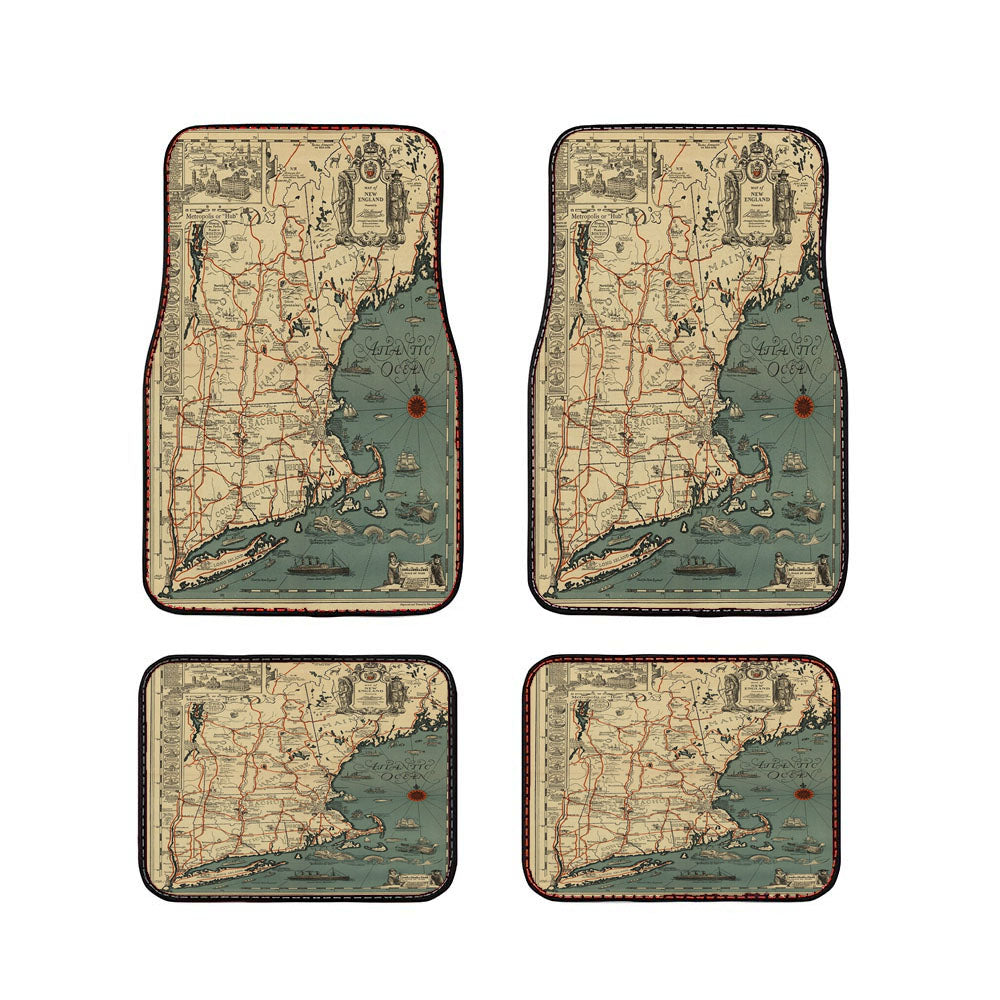 Map Of New England From 1928 Car Floor Mats Accessories