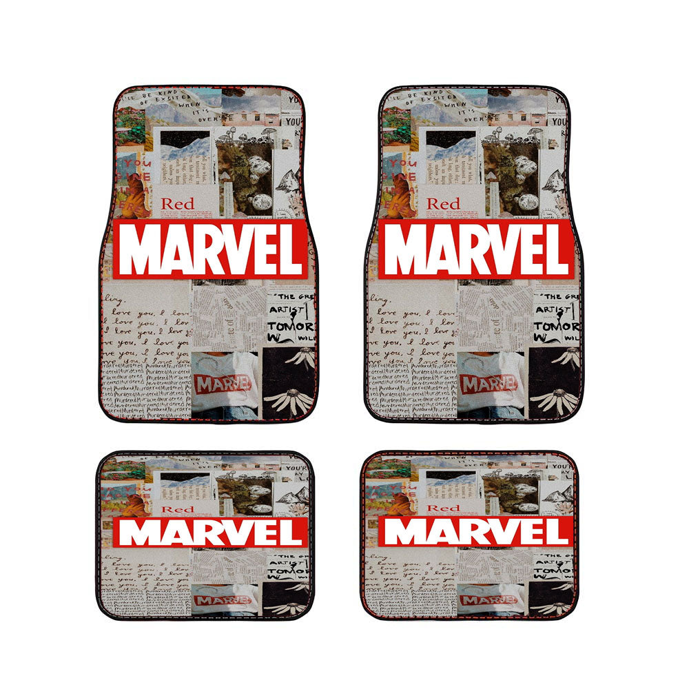 Marvel Logo X Newspaper Car Floor Mats Accessories