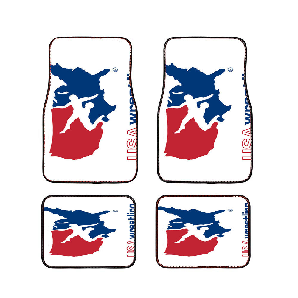 Wrestling Pattern Hard Uasw Logo Car Floor Mats Accessories