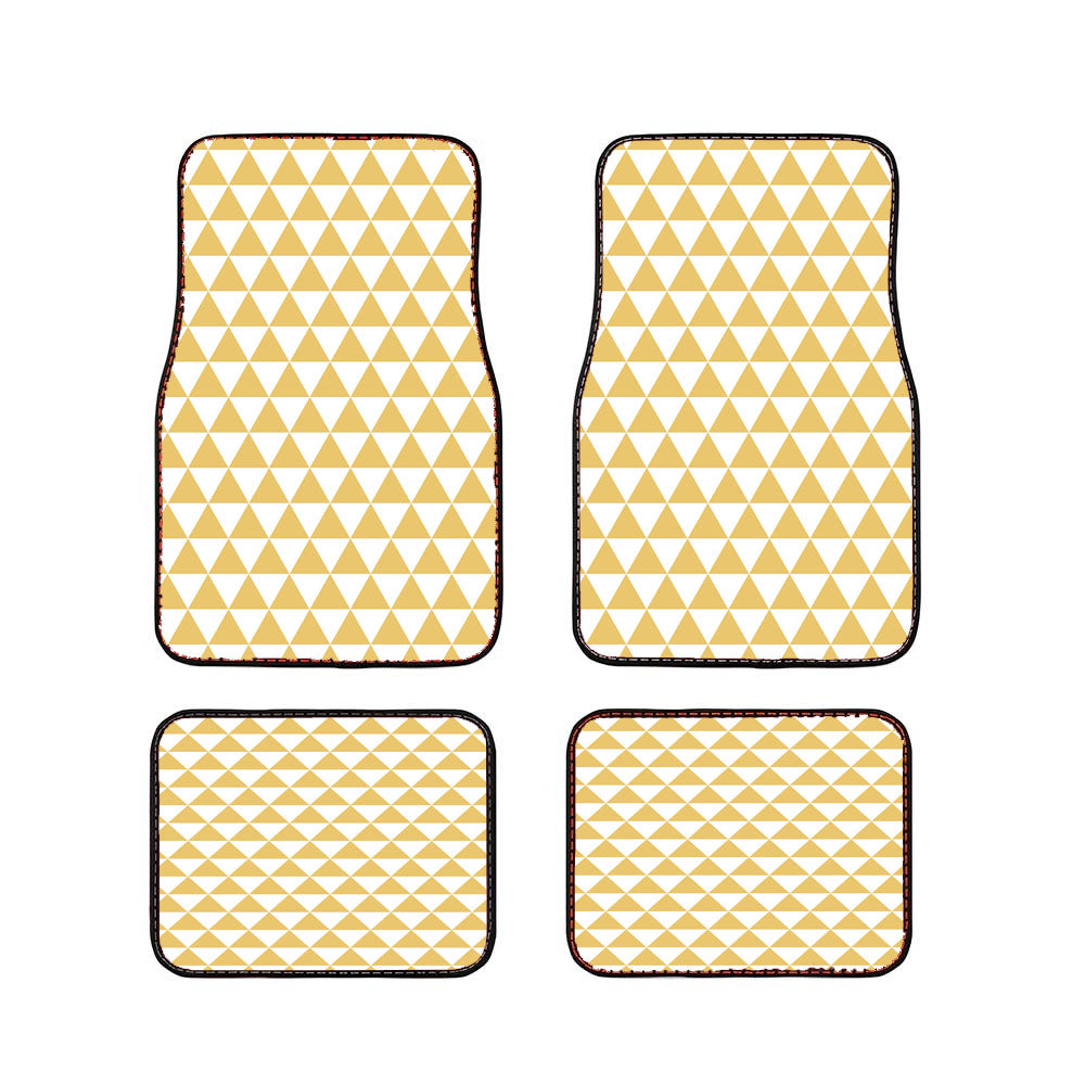 Yellow And White Triangle Shape Pattern Geometric Car Floor Mats Accessories