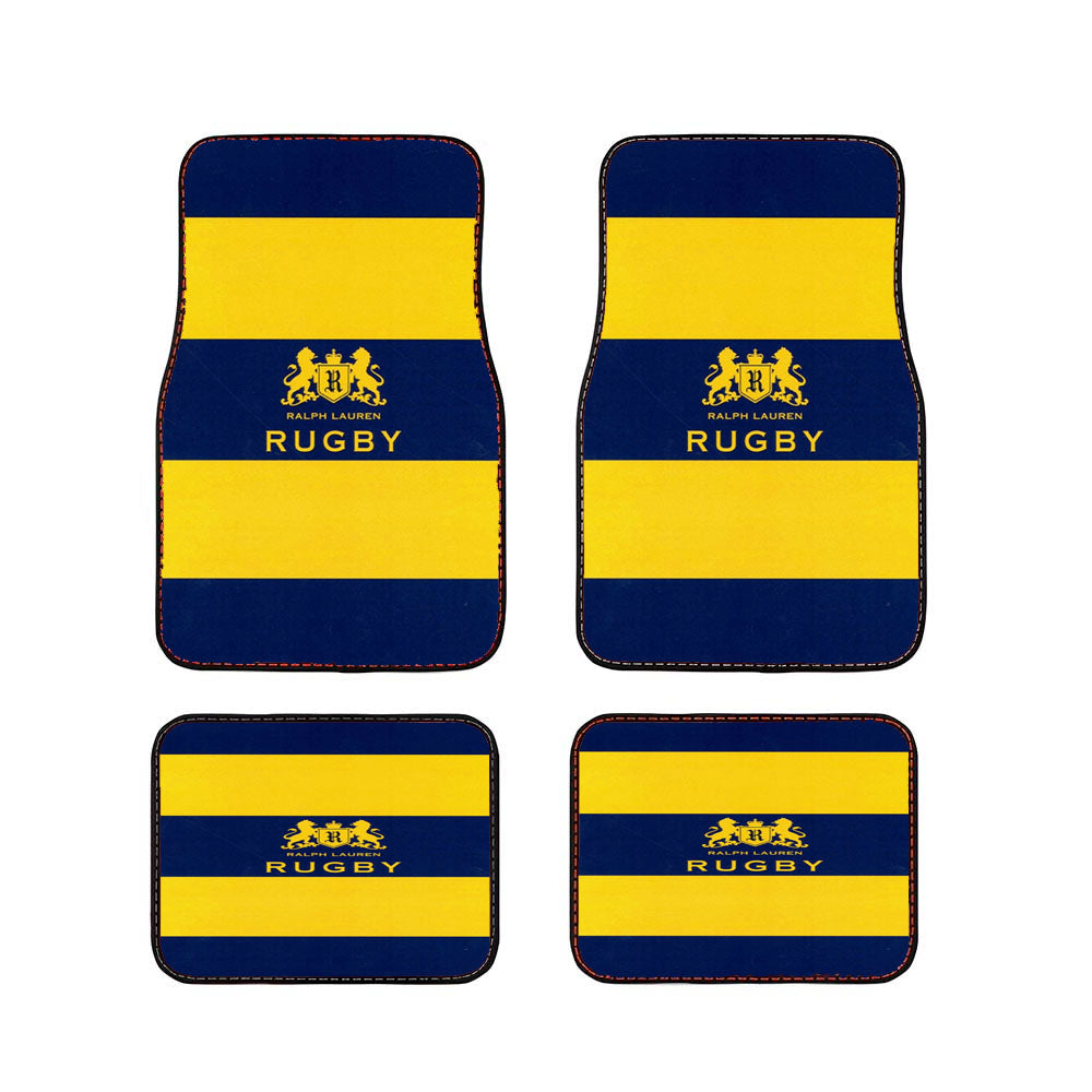 Yellow Blue Stripe Polo Ralph Lauren Rugby Logo Car Floor Mats Accessories