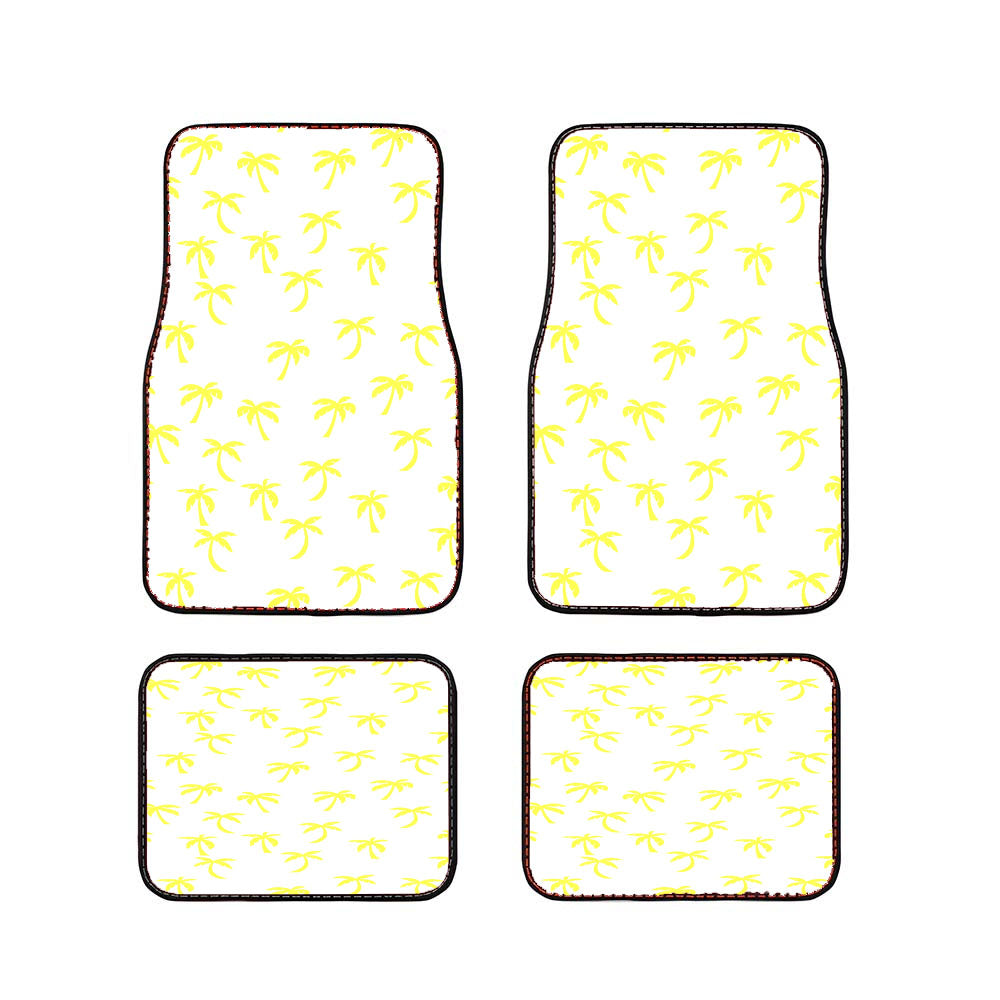 Yellow Palmtree Beach Pattern Car Floor Mats Accessories