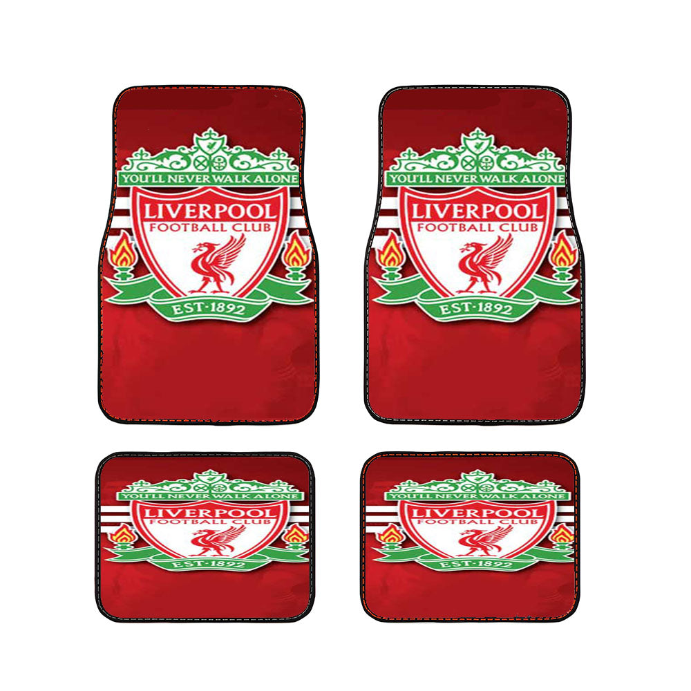 Liverpool Fc Logo On Red And Stripes Car Floor Mats Accessories