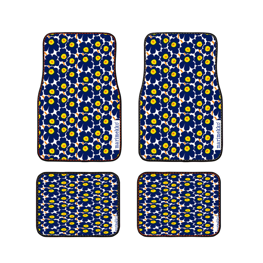 Marimekko Pieni Unikko Blue Flower Pattern Car Floor Mats Accessories