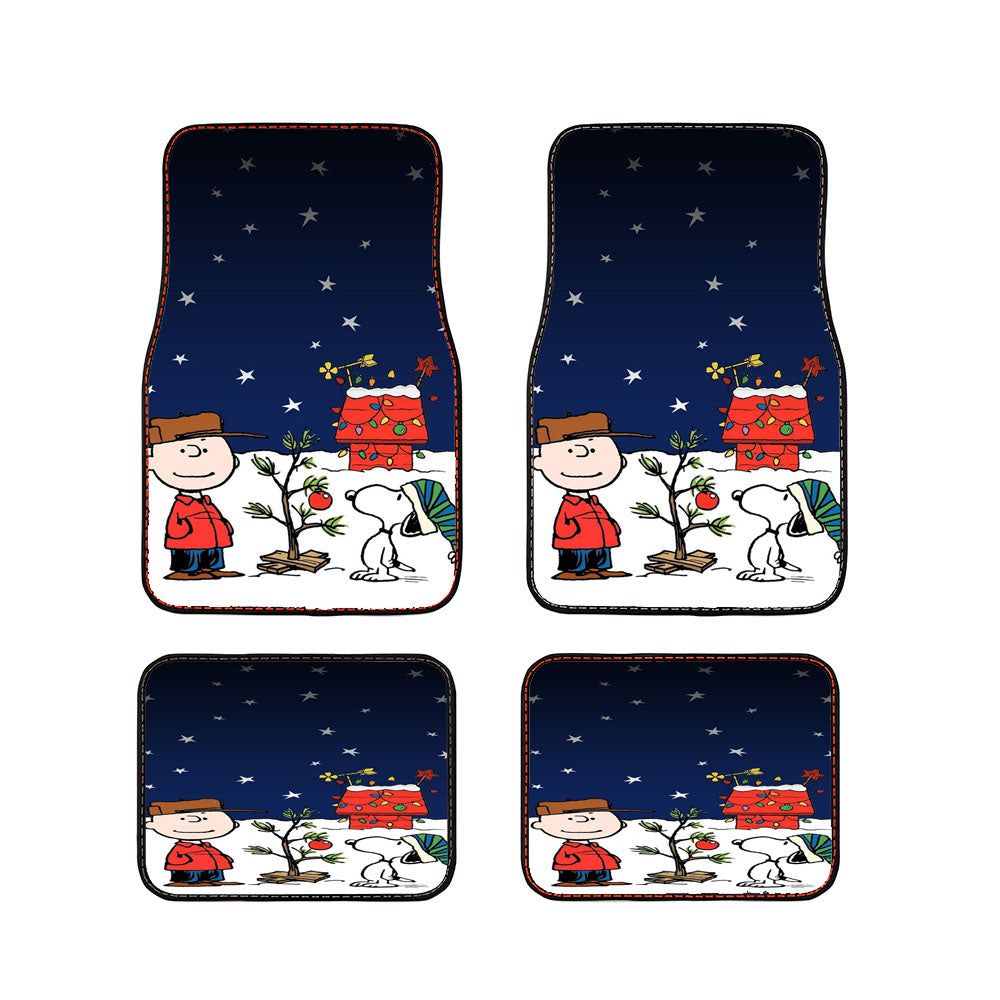 Merry Christmas Charlie Brown Snoo Car Floor Mats Accessories