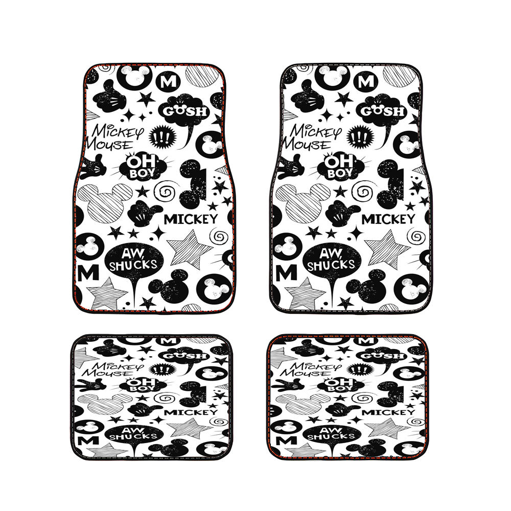 Mickey Mouse Black White Car Floor Mats Accessories