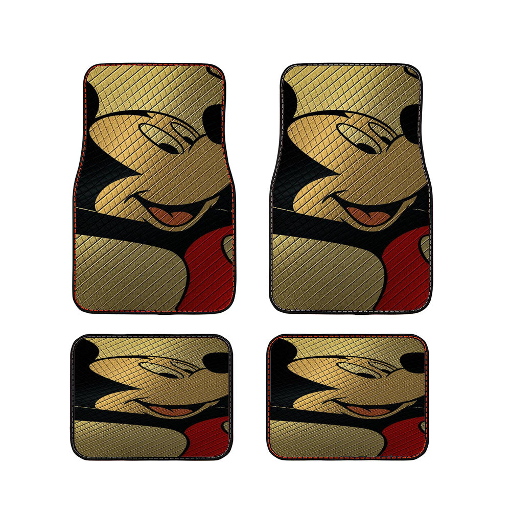 Mickey Mouse Gold Texture Car Floor Mats Accessories