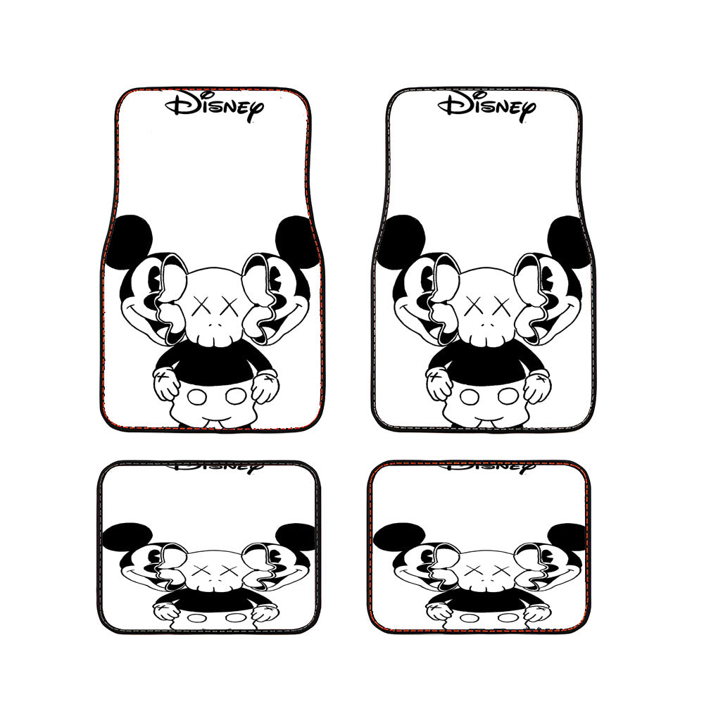 Mickey Mouse X Kaws Siluet Bw Car Floor Mats Accessories