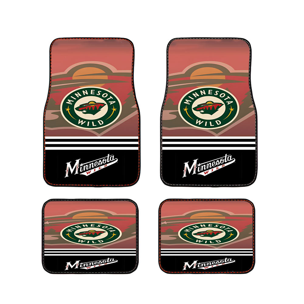 Minnesota Wild Logos Stripes Red Fade Car Floor Mats Accessories