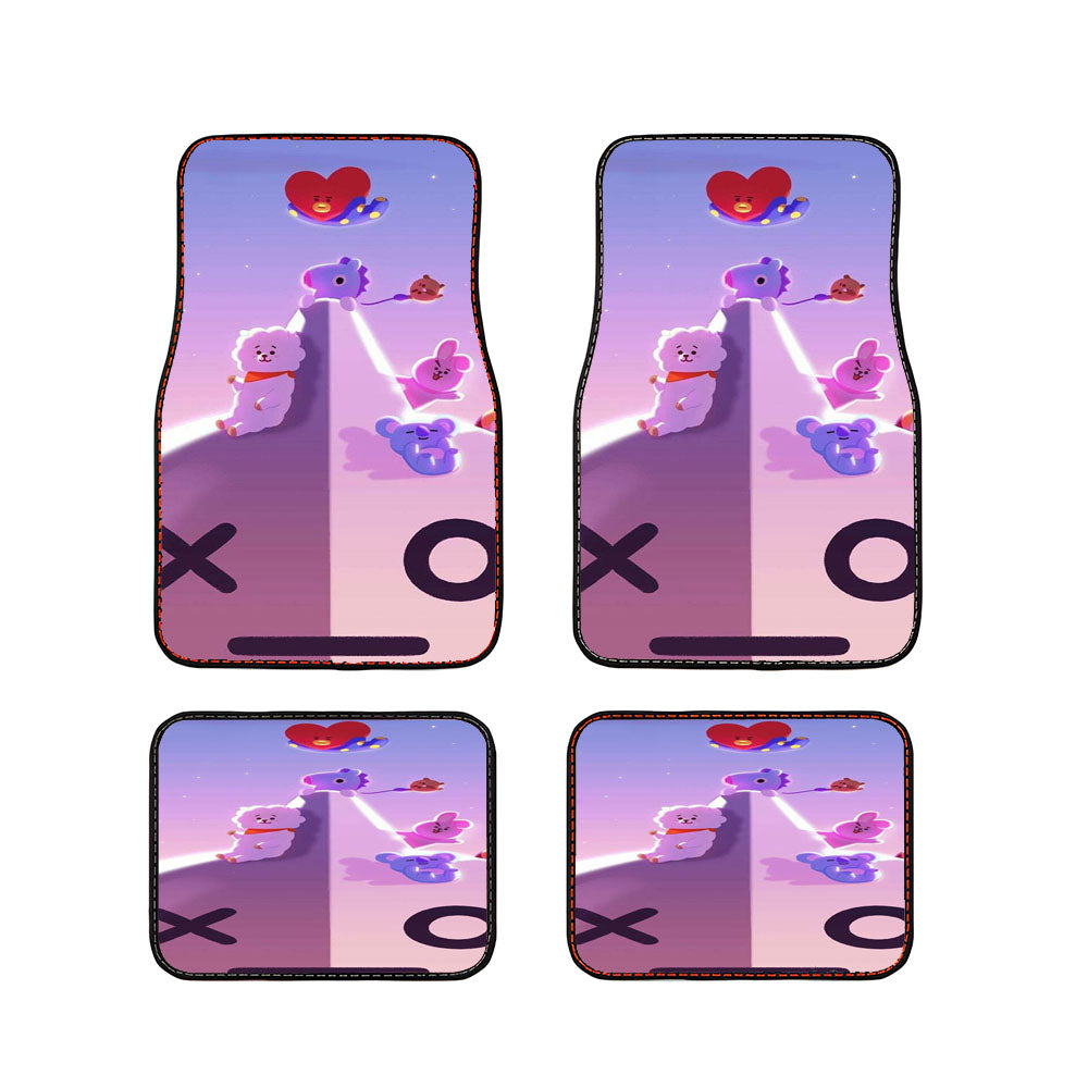 Painting Bt21 Bts Pattern Car Floor Mats Accessories