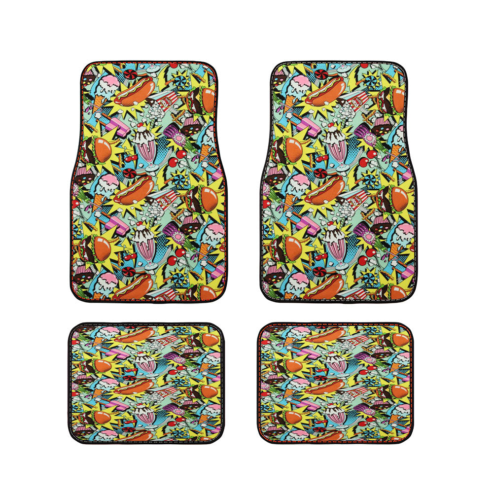 Pattern Candle Pop Burger Car Floor Mats Accessories