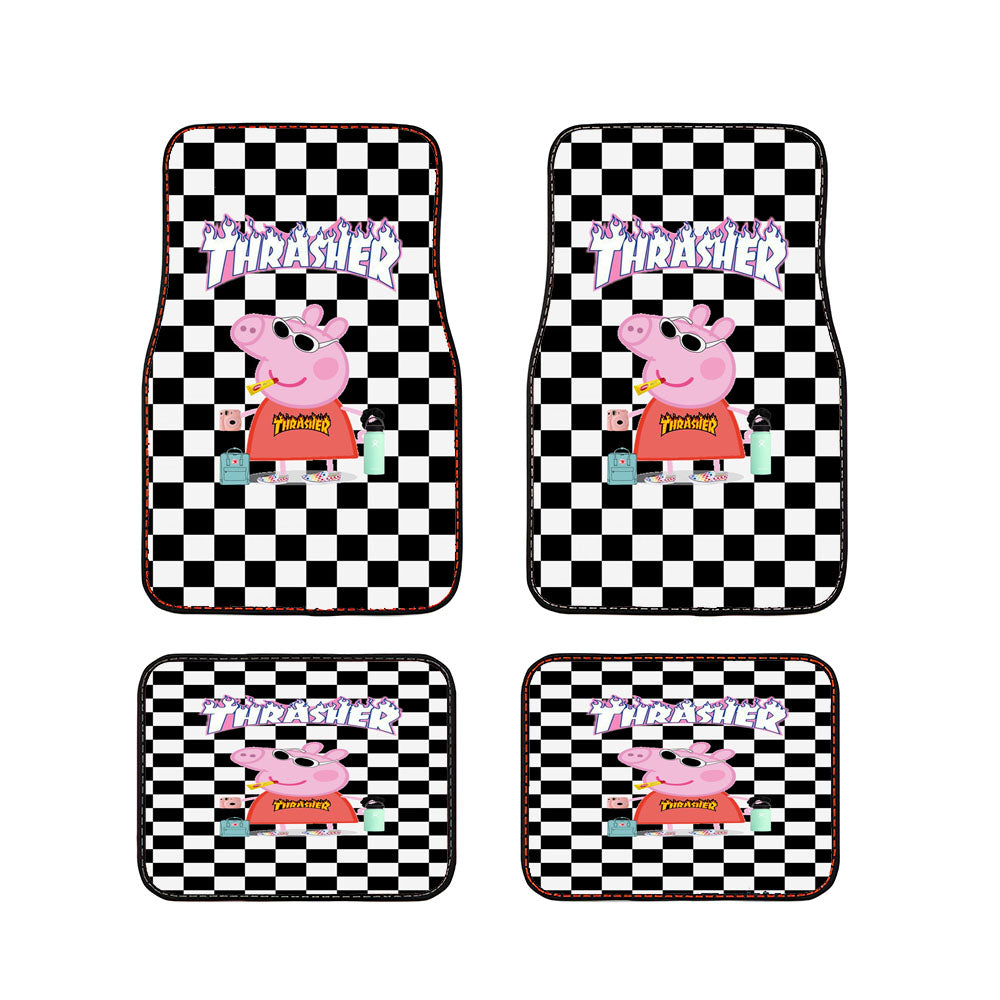 Peppa Pig Hypebeast Checkered Rainbow Car Floor Mats Accessories