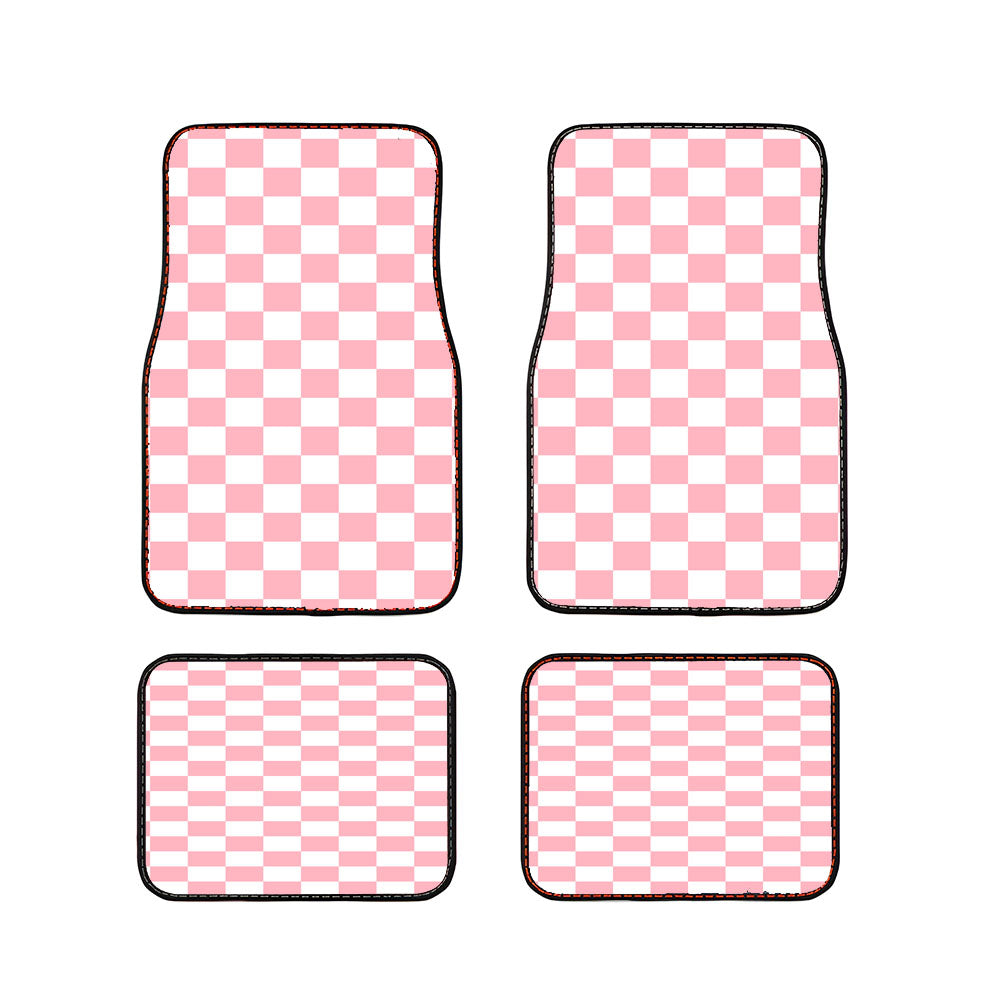 Pink Checkered Vans Shoes Car Floor Mats Accessories