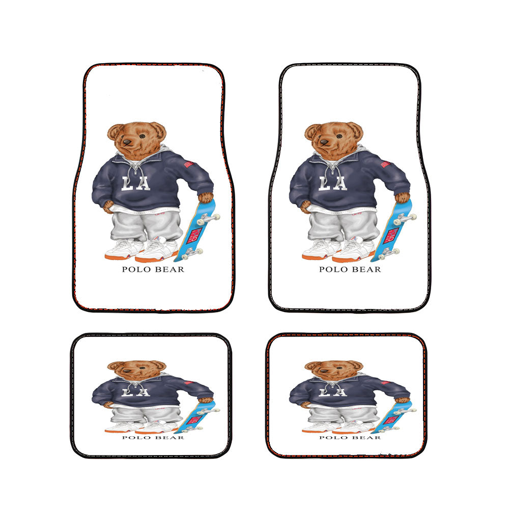 Polo Bear Skateboarding Car Floor Mats Accessories