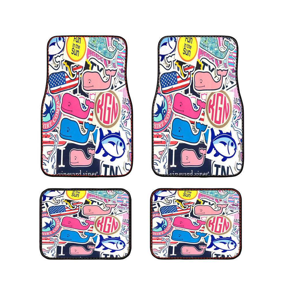 Preppy Vineyard Vines Whale Sticker Car Floor Mats Accessories