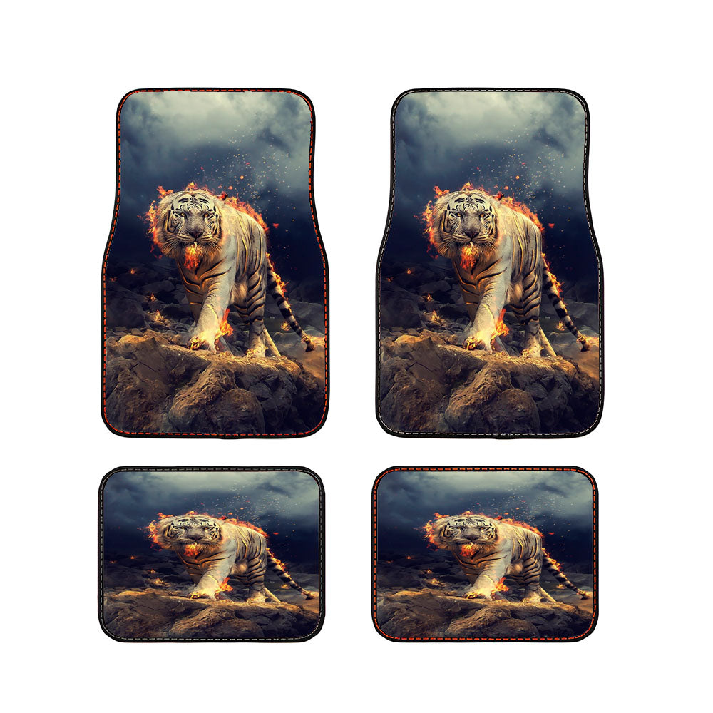 Raging White Tiger Car Floor Mats Accessories
